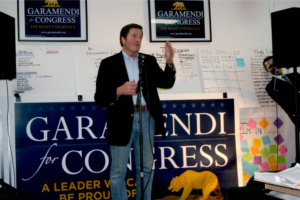 Congressman John Garamendi thanks his supporters for their help in his 52.8% win.