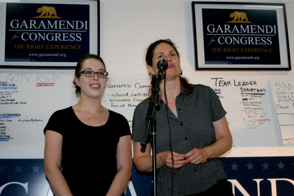 Yolo County Executive Director Kelsey McQuaid and Vice Chair Four Waters introduce Congressman Garamendi.